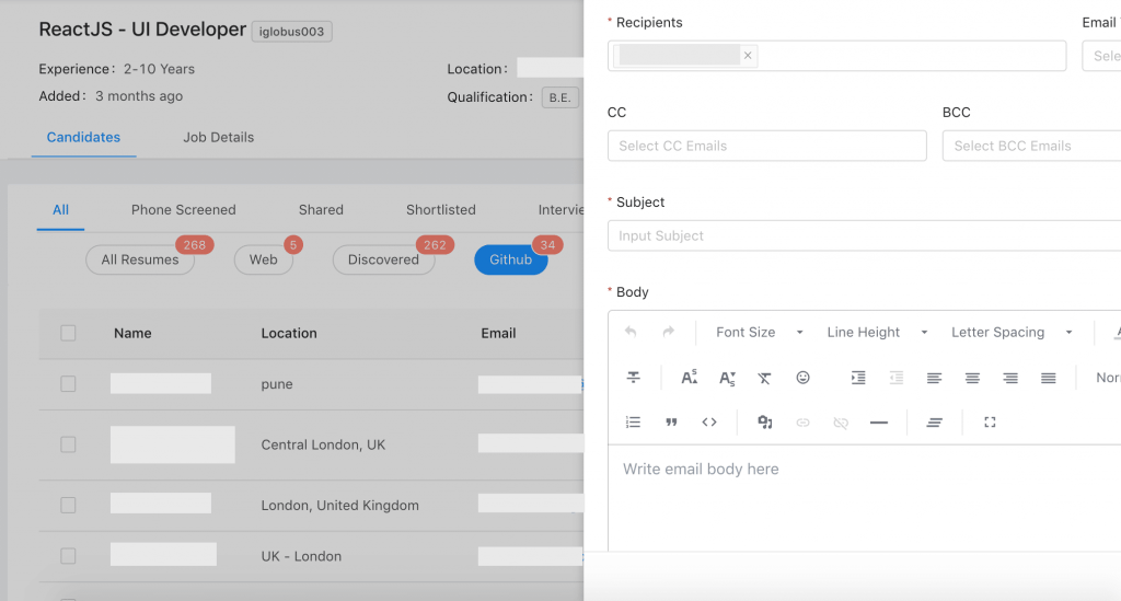 personalized communication candidate sourcing