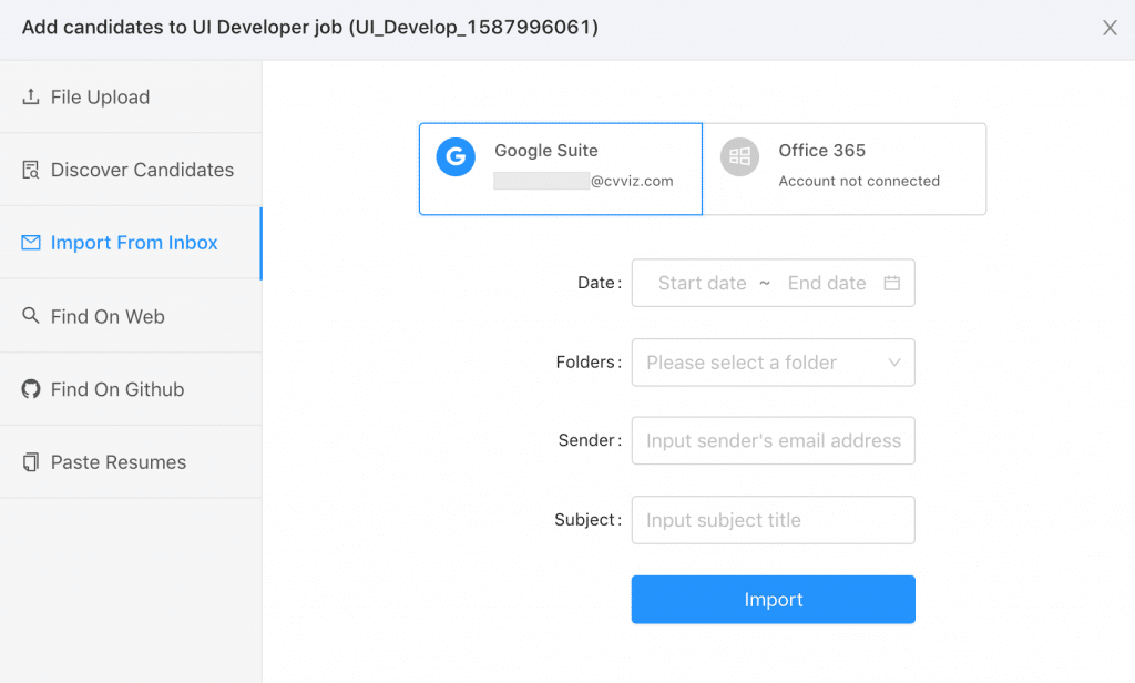 source import resumes from email