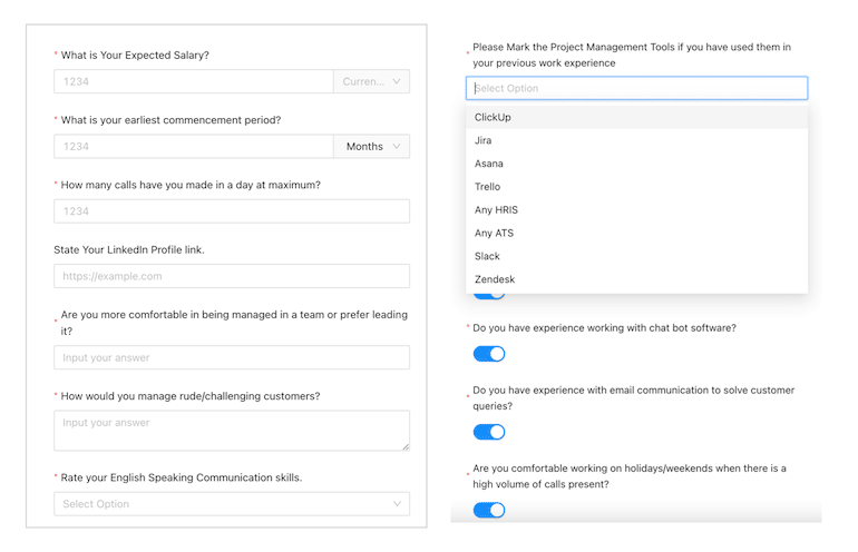 candidate prescreening questionnaire 