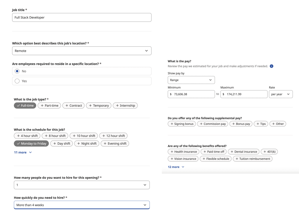 Indeed job posting basic job details