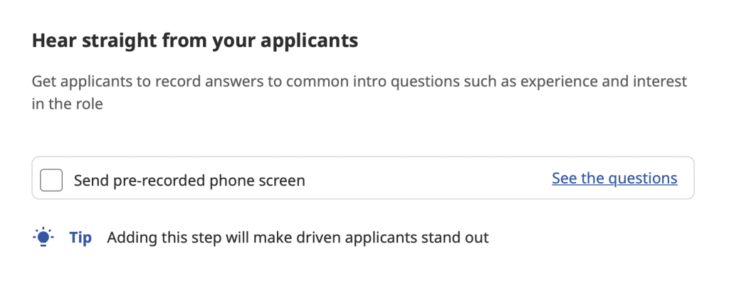 indeed job posting phone screening questions