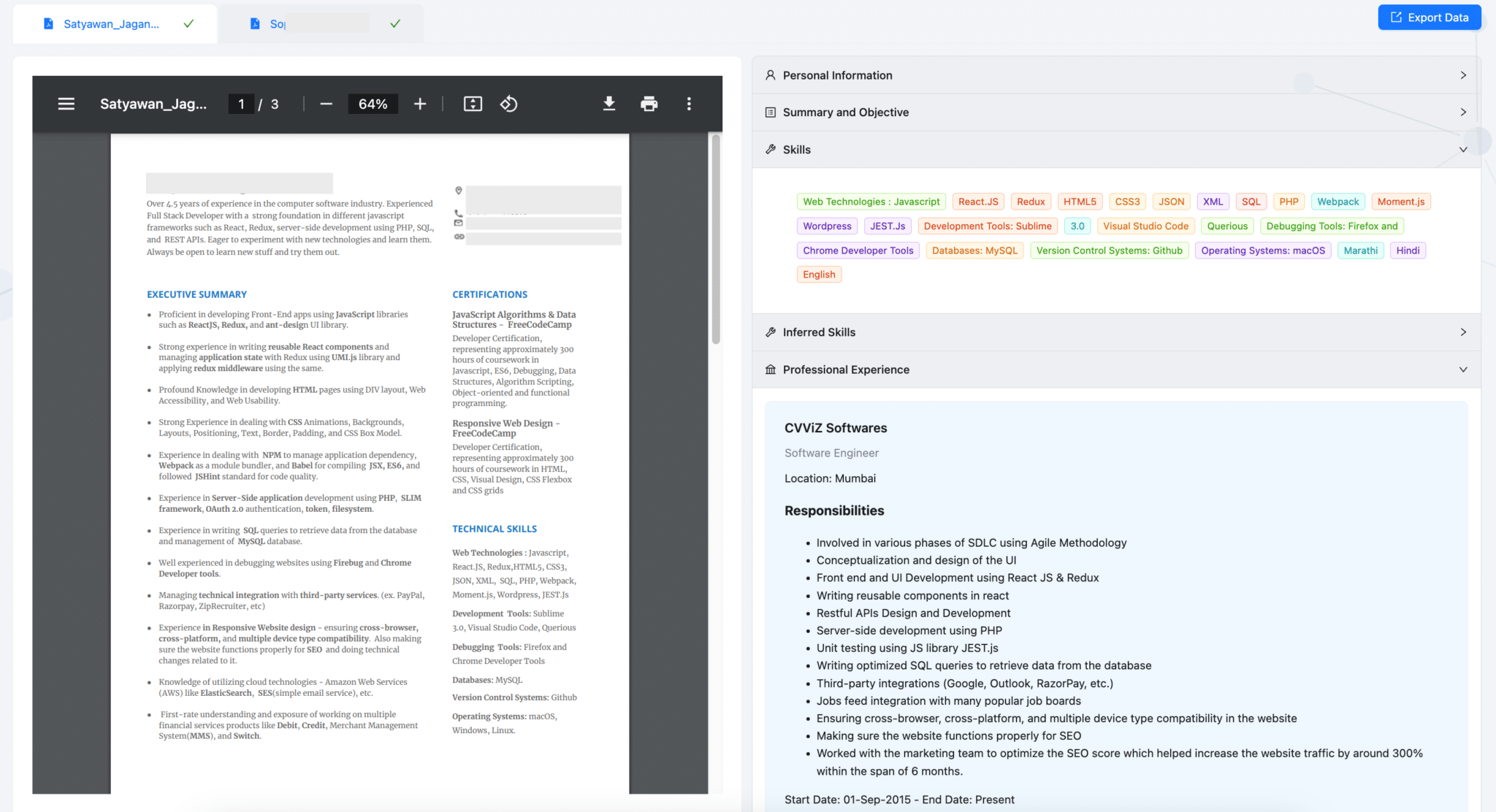 resume parsing tool