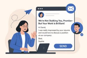 Recruiter sending personalized email campaign to hire top talent