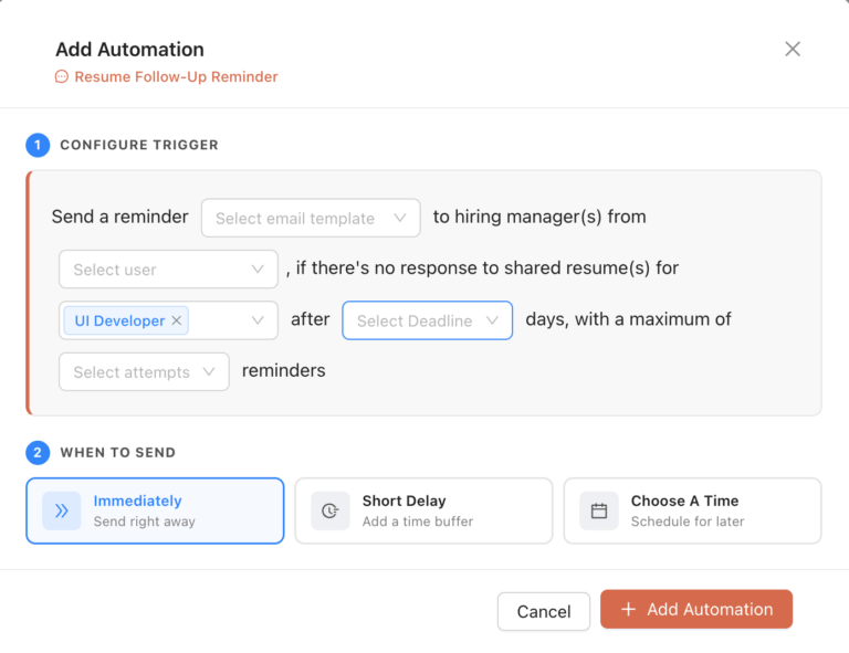 automation for sending reminders to hiring manager