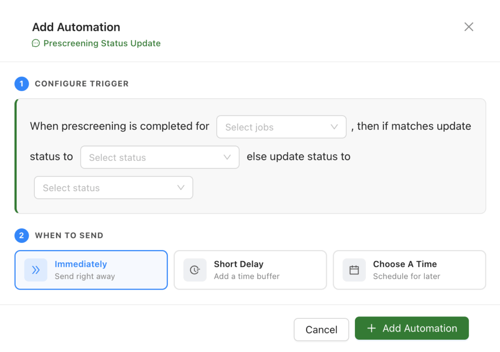 pre-screening question automation