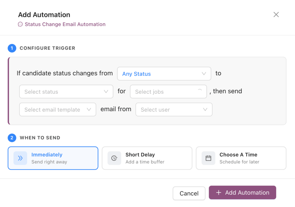 status change automation email