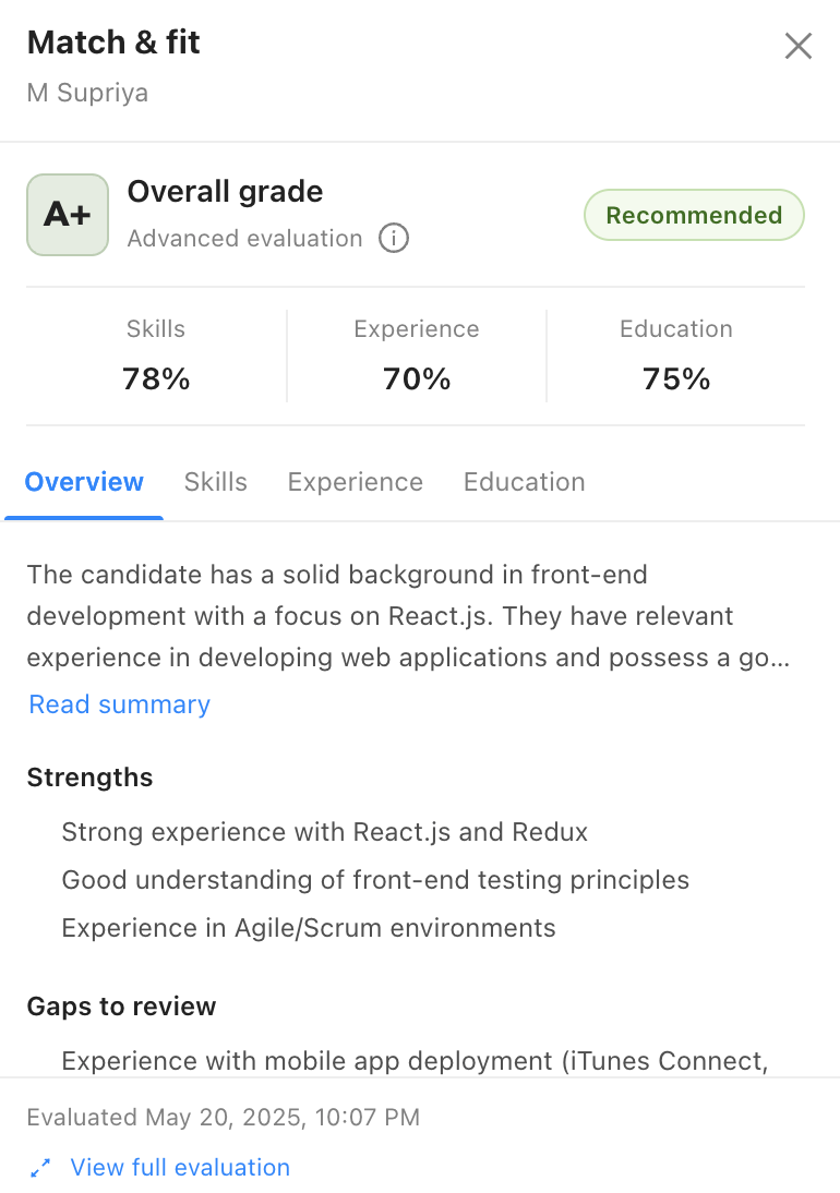 Ai resume screening with reasoning