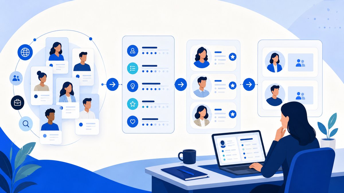 AI-assisted recruiting workflow from candidate discovery to recruiter review